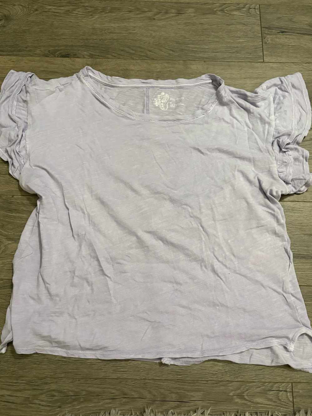 Pilcro Lilac Ruffled Short Sleeve Tee